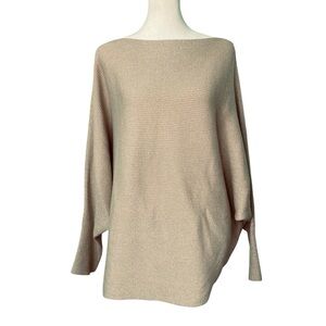 Philosophy Gold Metallic Knit Sweater‎ Boat Neck Dolman Batwing Sleeve (Size 1X)